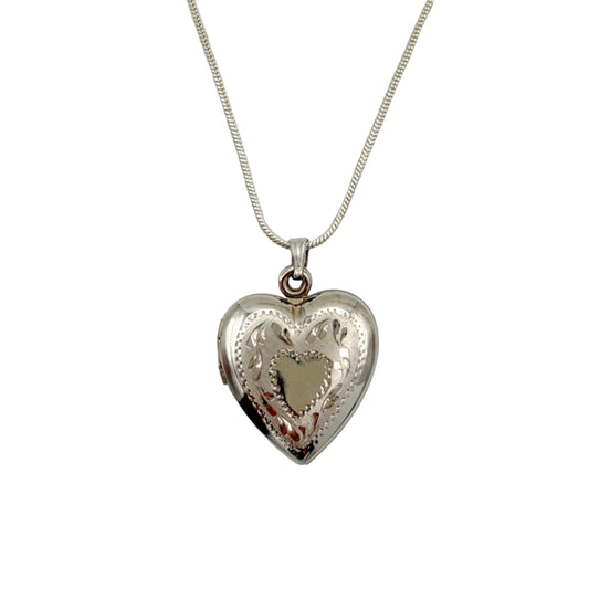 Vintage Sterling Silver Locket Necklace