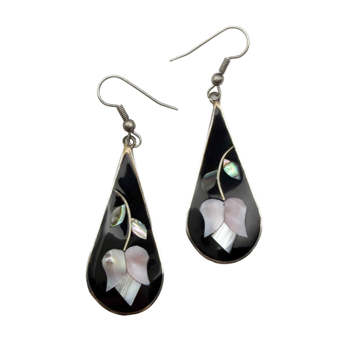 Vintage Alpaca Silver Abalone Earrings