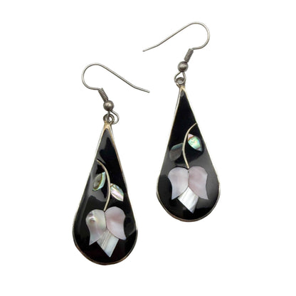 Vintage Alpaca Silver Abalone Earrings