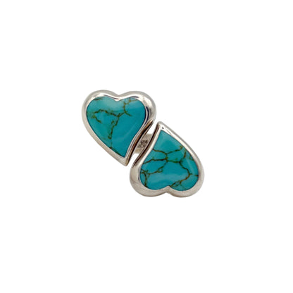 Vintage Sterling Turquoise Heart Bypass Ring