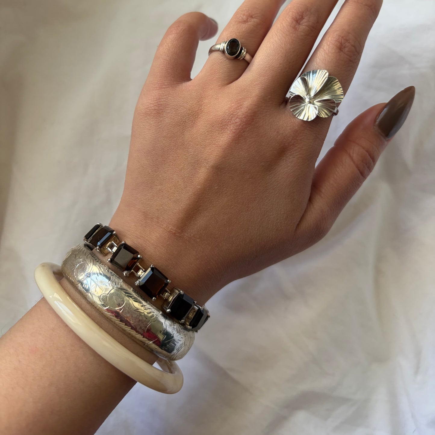 Vintage Sterling Smokey Quartz Bracelet
