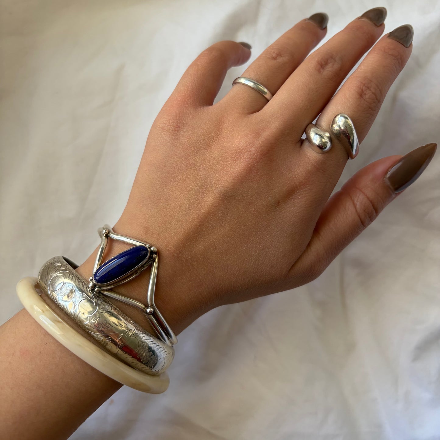 Vintage Sterling Lapis Cuff