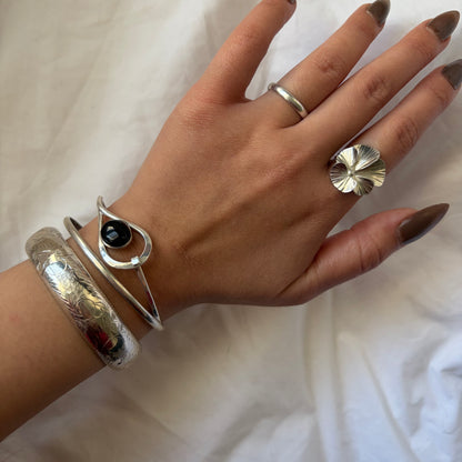 Vintage Sterling Black Onyx Bangle
