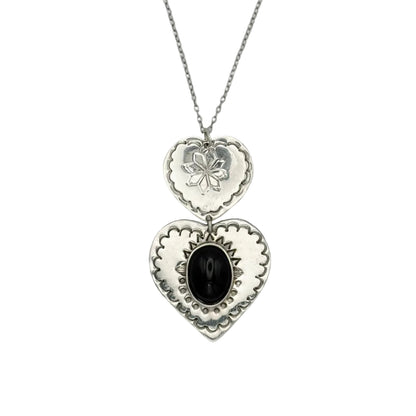 Vintage Sterling Heart Onyx Necklace