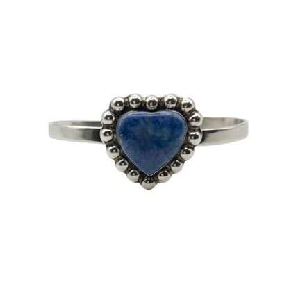 Vintage Sterling Lapis Heart Cuff