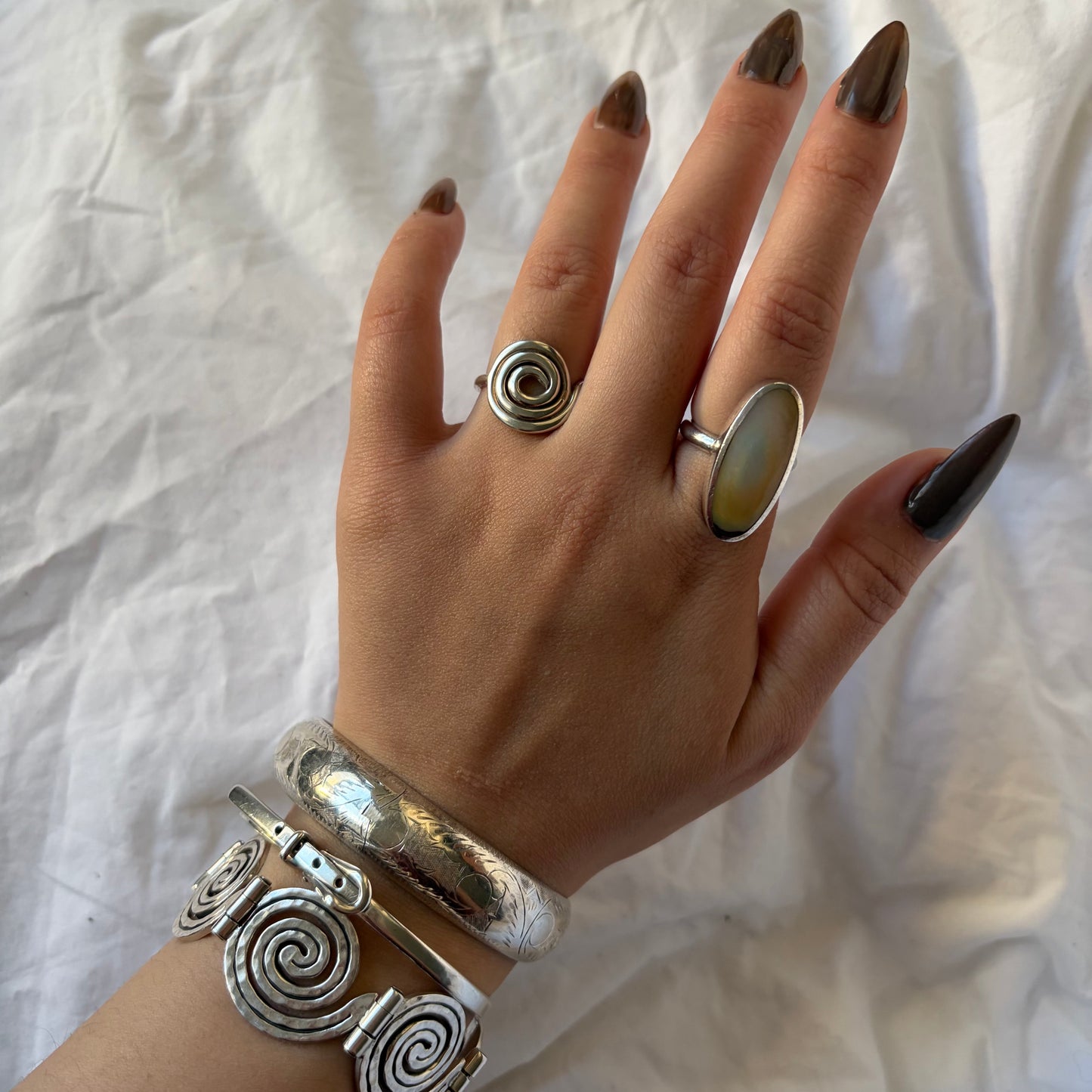 Vintage Sterling Mother of Pearl Ring