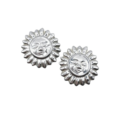Vintage Sterling Sun Face Earrings
