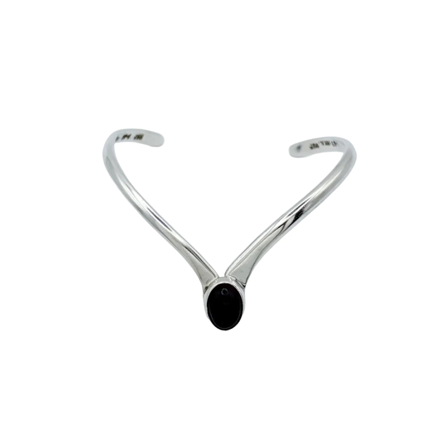 Vintage Sterling Onyx V Cuff