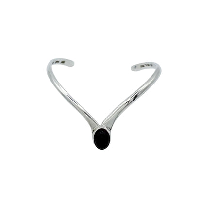 Vintage Sterling Onyx V Cuff