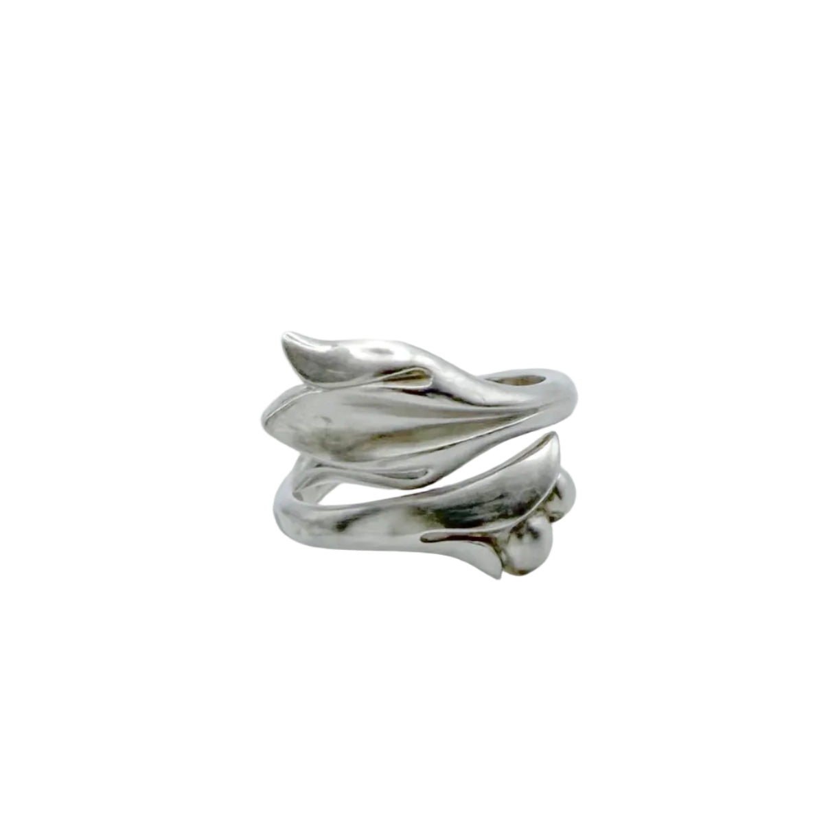 Vintage Sterling Avon Tulip Flower Bypass Ring