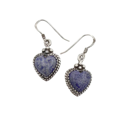 Vintage Sterling Sodalite Heart Earrings