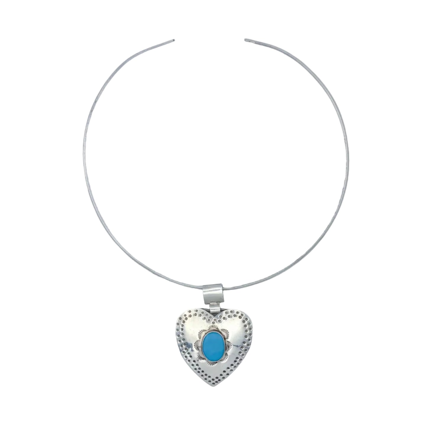 Vintage Sterling Heart Torque Necklace