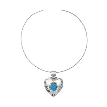 Vintage Sterling Heart Torque Necklace