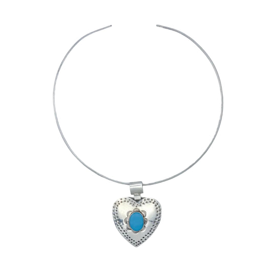 Vintage Sterling Heart Torque Necklace