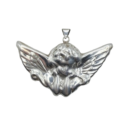 Vintage Sterling Large Cherub Pendant