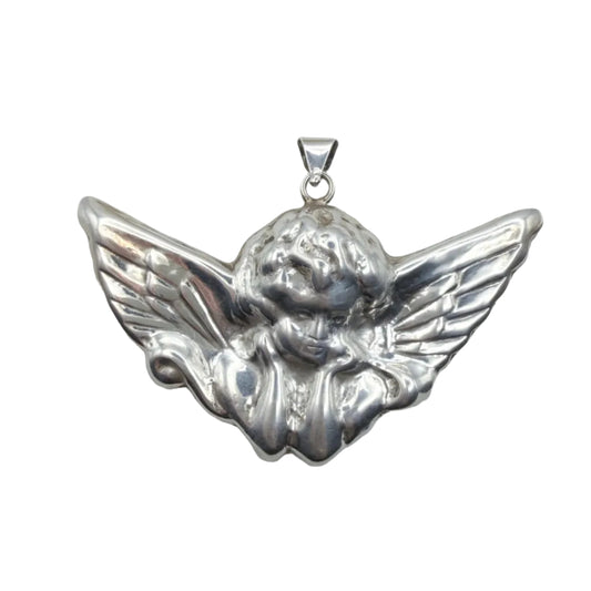 Vintage Sterling Large Cherub Pendant