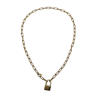Vintage Gold Over Sterling Padlock Necklace