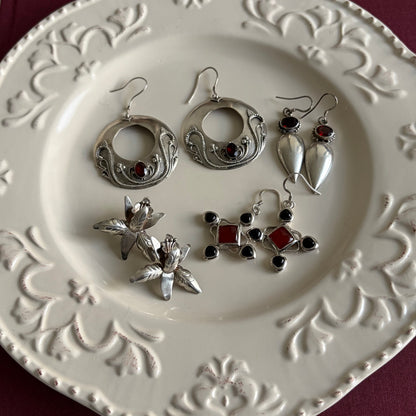 Vintage Sterling Garnet Earrings