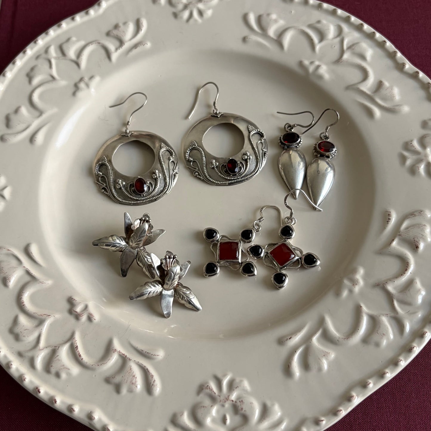 Vintage Sterling Garnet Earrings
