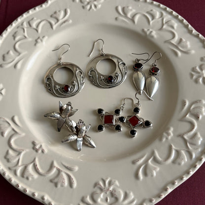 Vintage Sterling Garnet Earrings