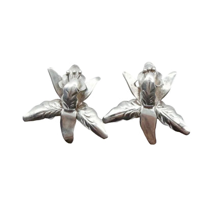 Vintage Sterling Taxco Orchid Earrings