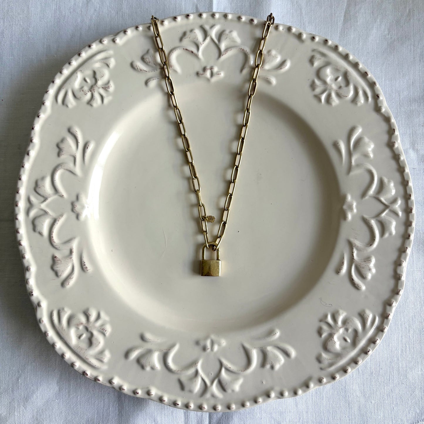 Vintage Gold Over Sterling Padlock Necklace