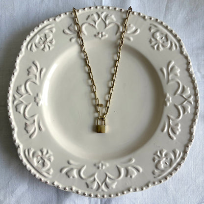 Vintage Gold Over Sterling Padlock Necklace