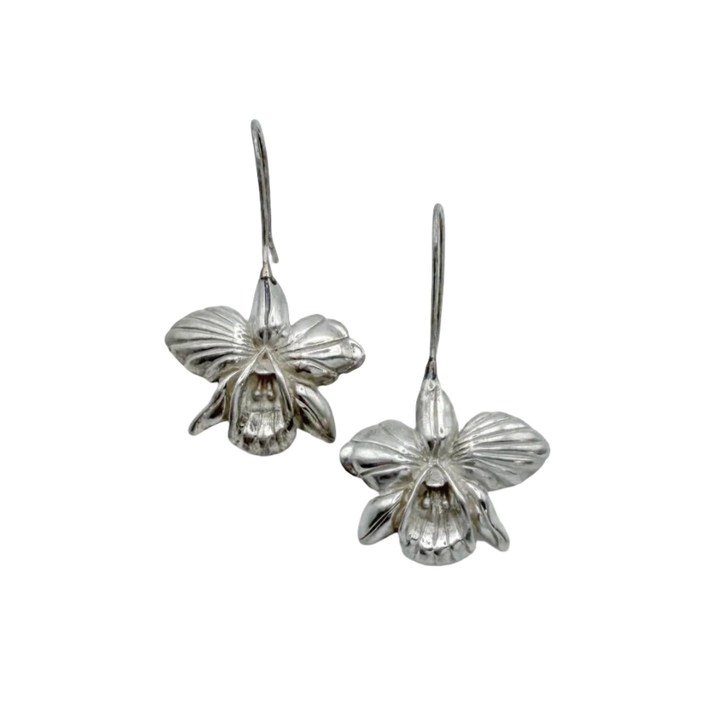 Vintage Sterling Orchid Dangle Earrings