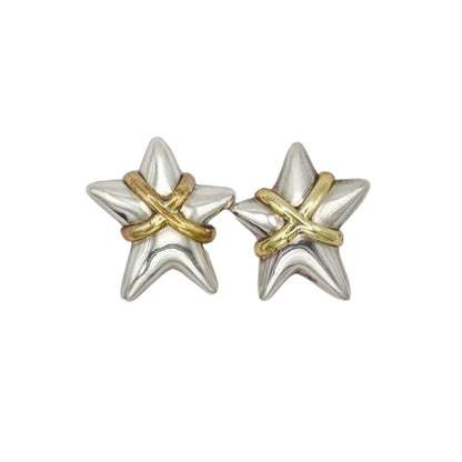 Vintage Sterling Brass Star Earrings