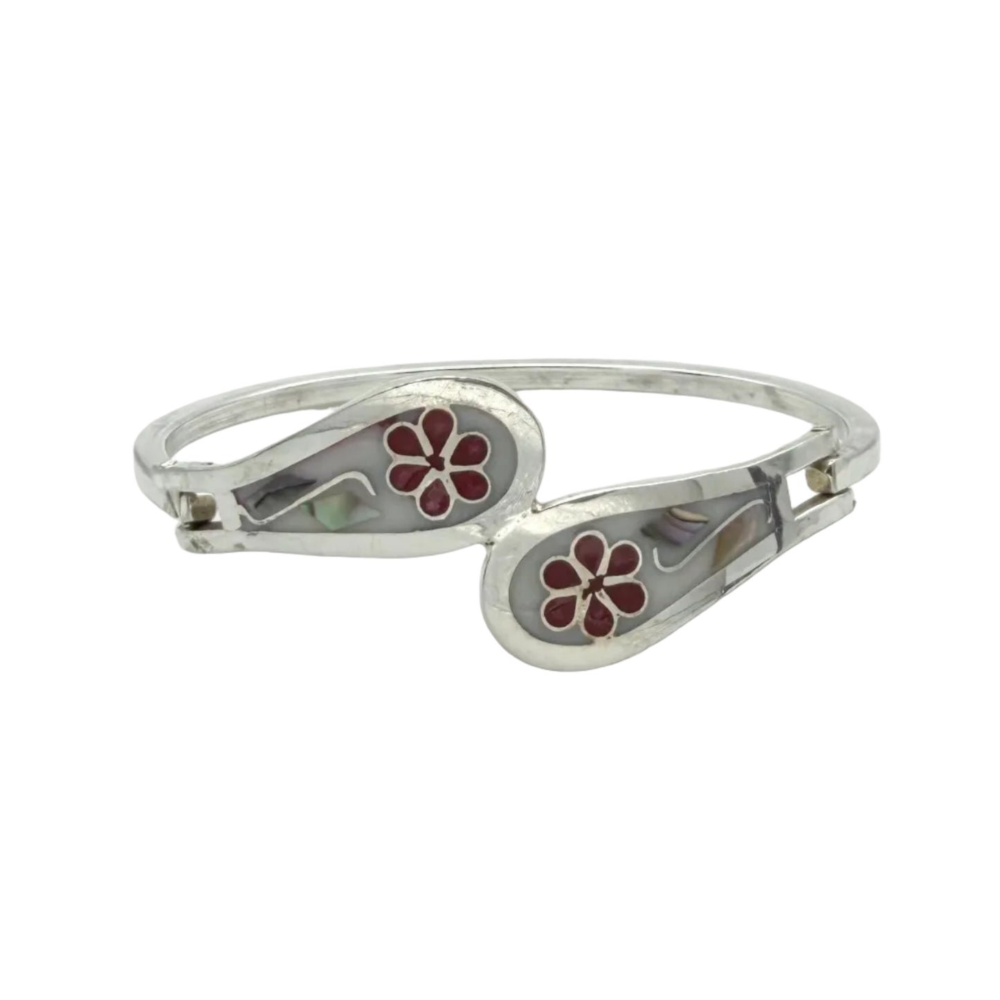 Vintage Sterling Taxco Abalone Inlay Bracelet