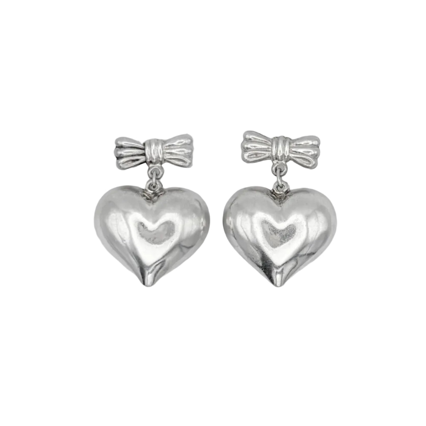 Vintage Sterling Heart Drop Earrings