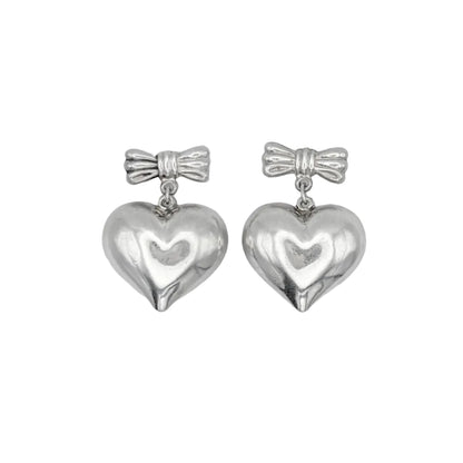 Vintage Sterling Heart Drop Earrings