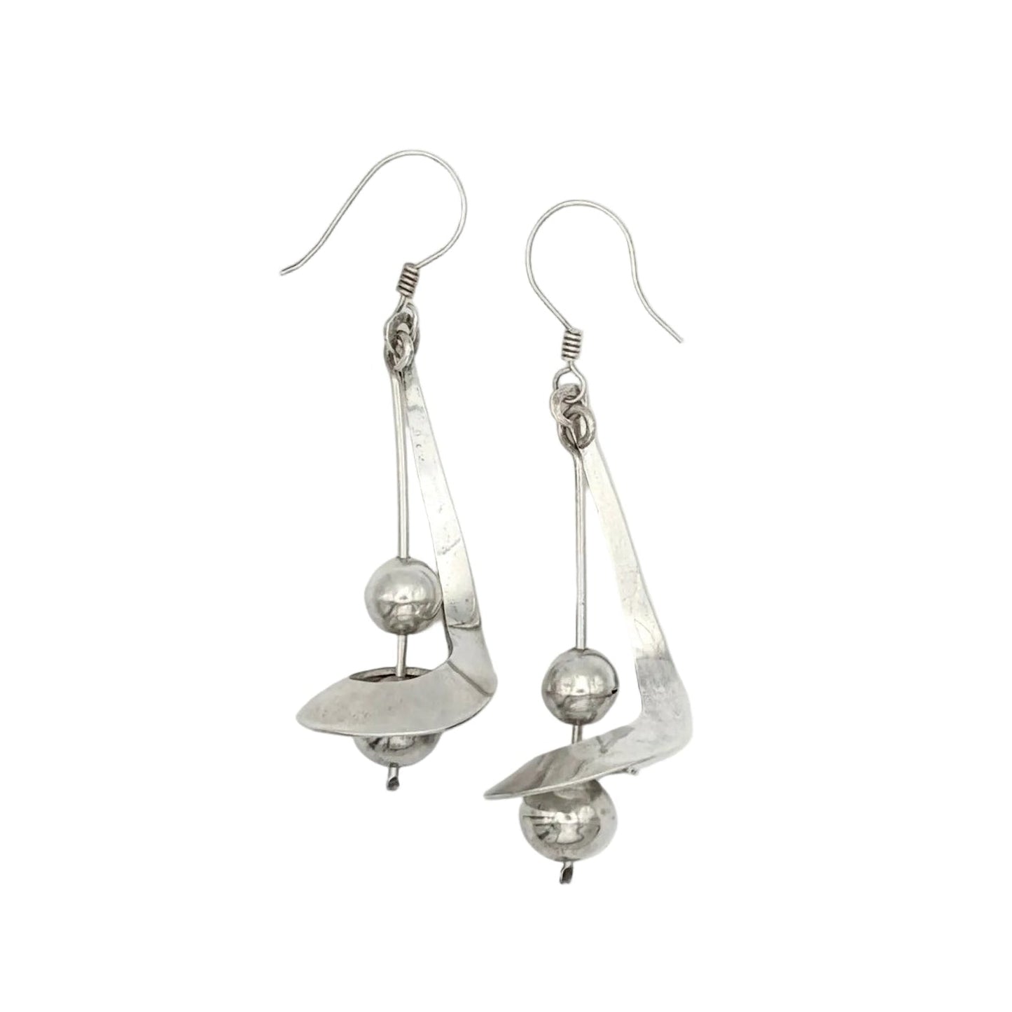 Modernist Sterling Orbital Earrings