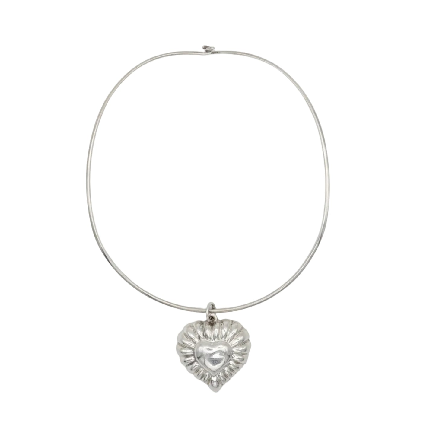 Vintage Sterling Heart Torque Necklace