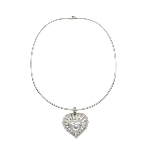 Vintage Sterling Heart Torque Necklace