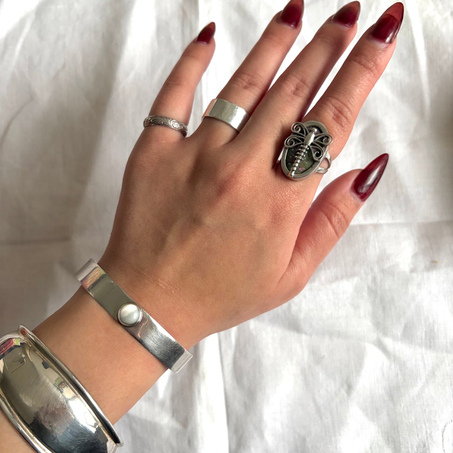Vintage Sterling Moonstone Cuff