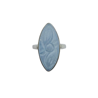 Vintage Sterling Carved Stone Ring