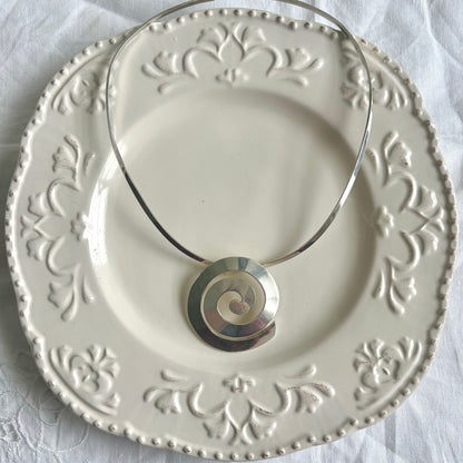 Vintage Sterling Swirl Torque Necklace