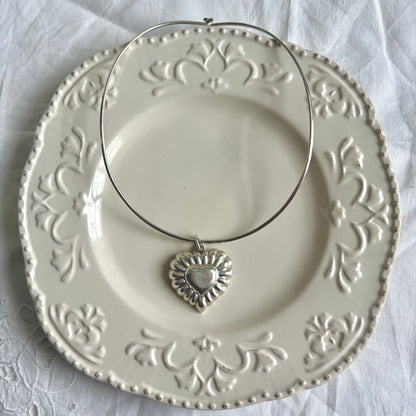 Vintage Sterling Heart Torque Necklace