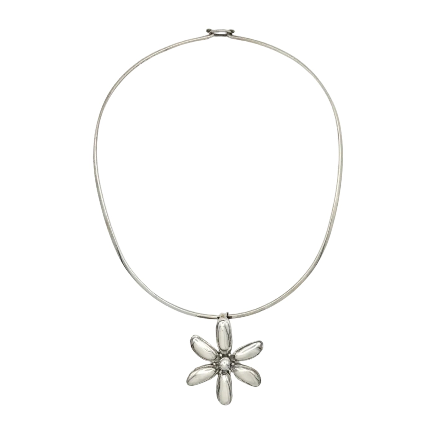 Vintage Sterling Flower Torque Necklace