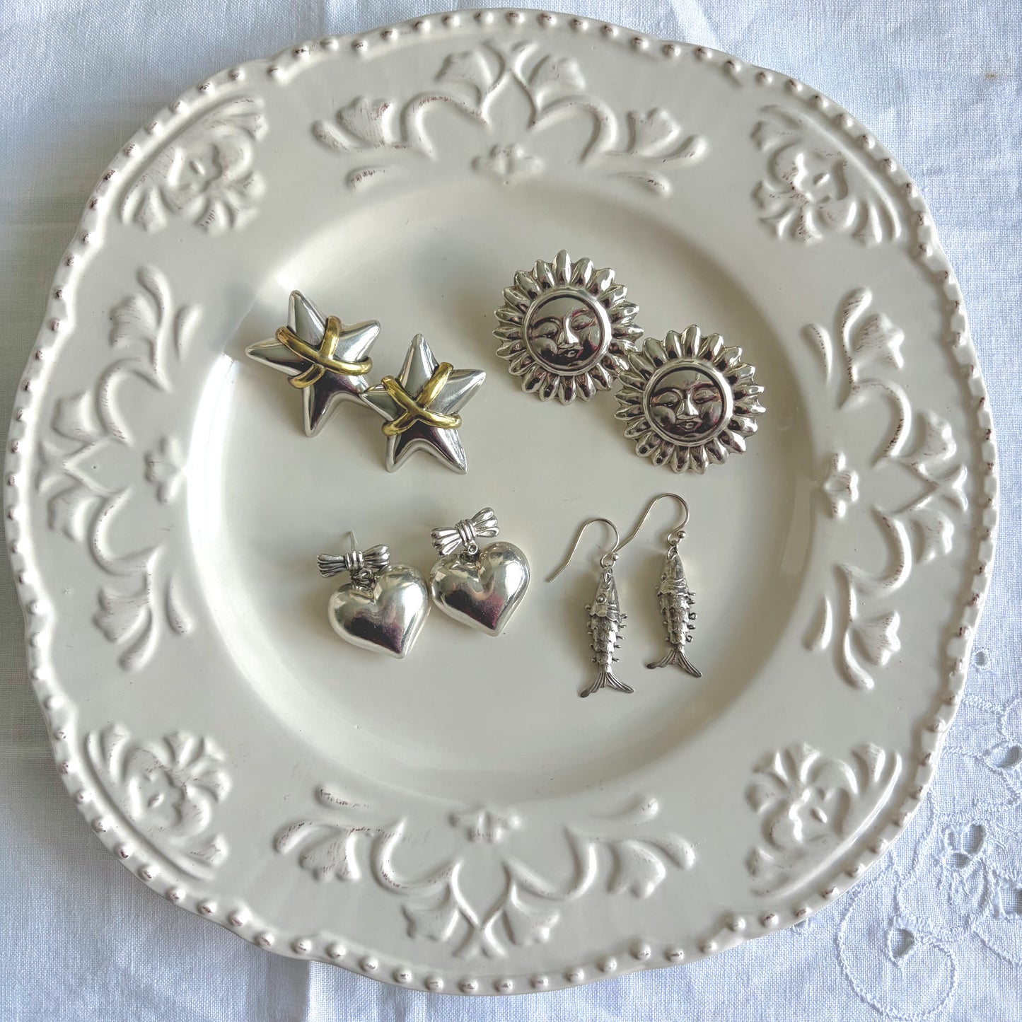 Vintage Sterling Brass Star Earrings