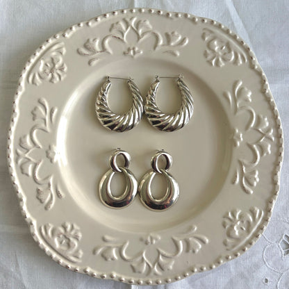 Vintage Sterling Silver Double Hoops