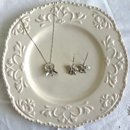 Vintage Sterling Orchid Dangle Earrings