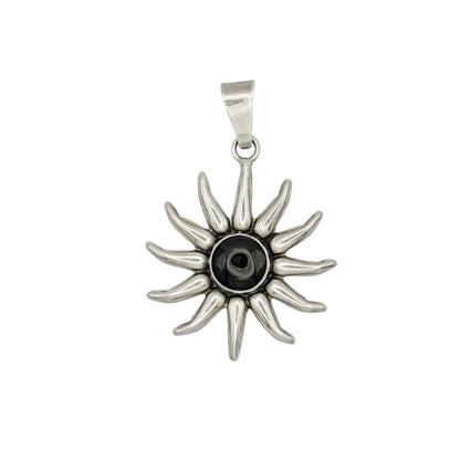 Vintage Sterling Onyx Sun Pendant