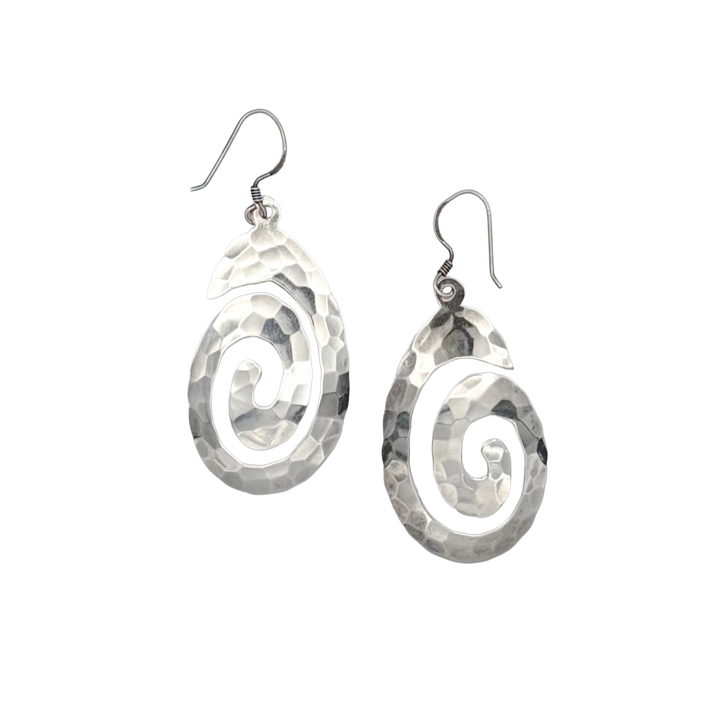 Vintage Sterling Swirl Hammered Earrings