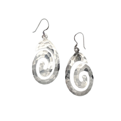 Vintage Sterling Swirl Hammered Earrings