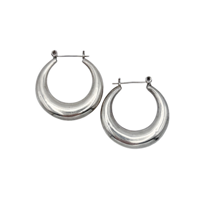 Vintage Sterling Puffy Hoops