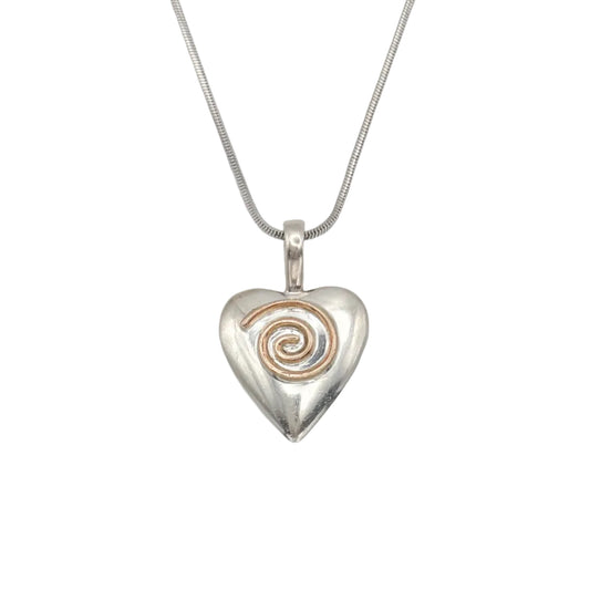 Vintage Sterling and Gold-Filled Heart Necklace