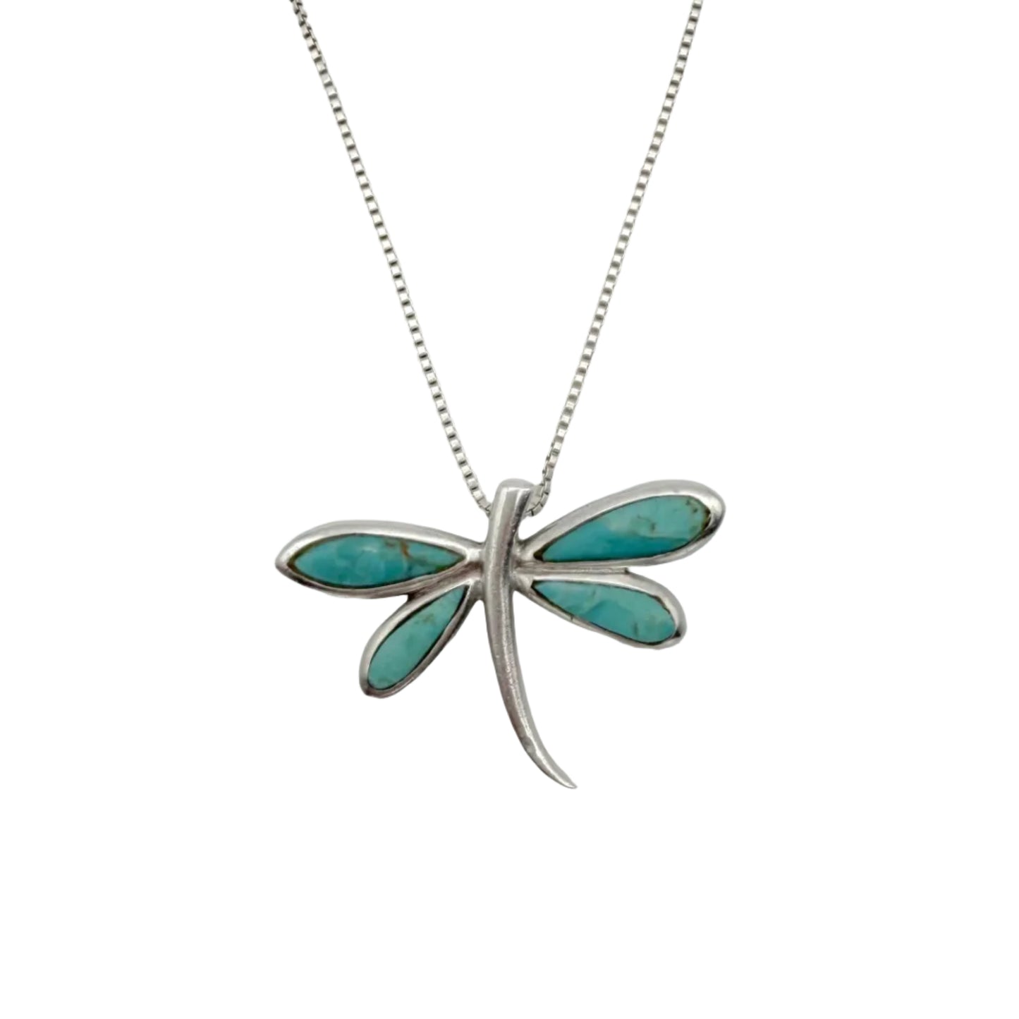 Vintage Sterling Turquoise Dragonfly Necklace