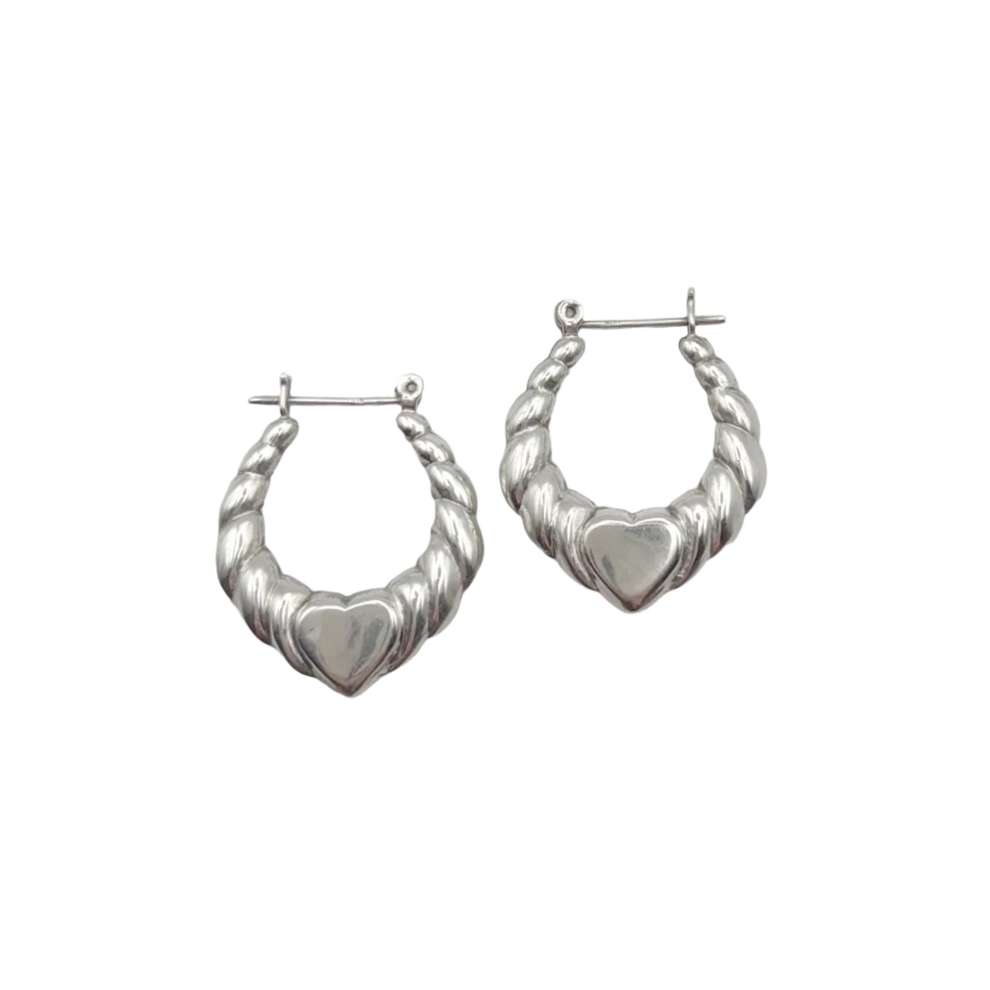Vintage Sterling Heart Hoops